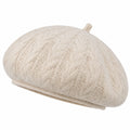 Béret taille unique en maille beige style tricoté