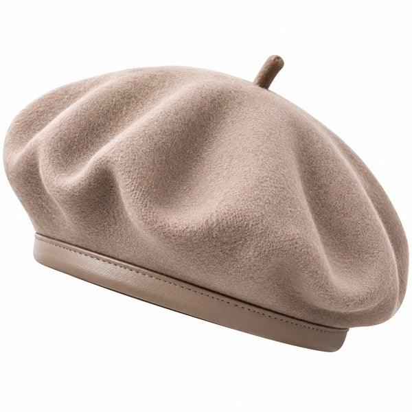 Béret taille unique en textile aspect feutré beige style classique pour usage quotidien