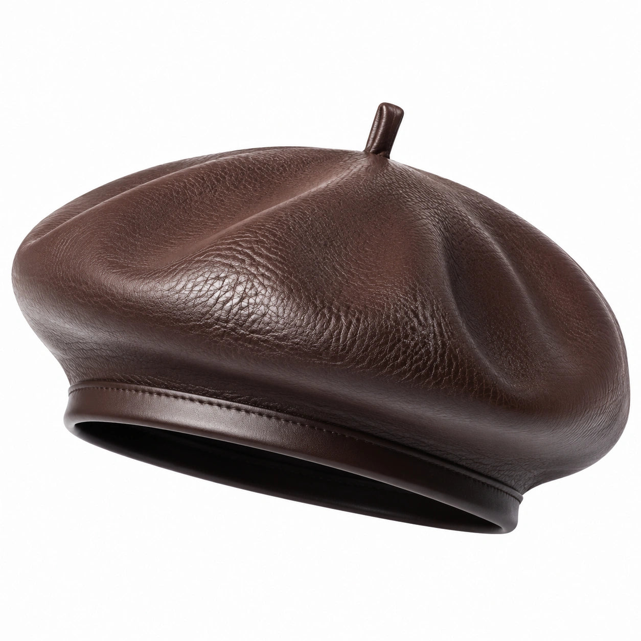 Béret taille unique en matière synthétique marron style classique