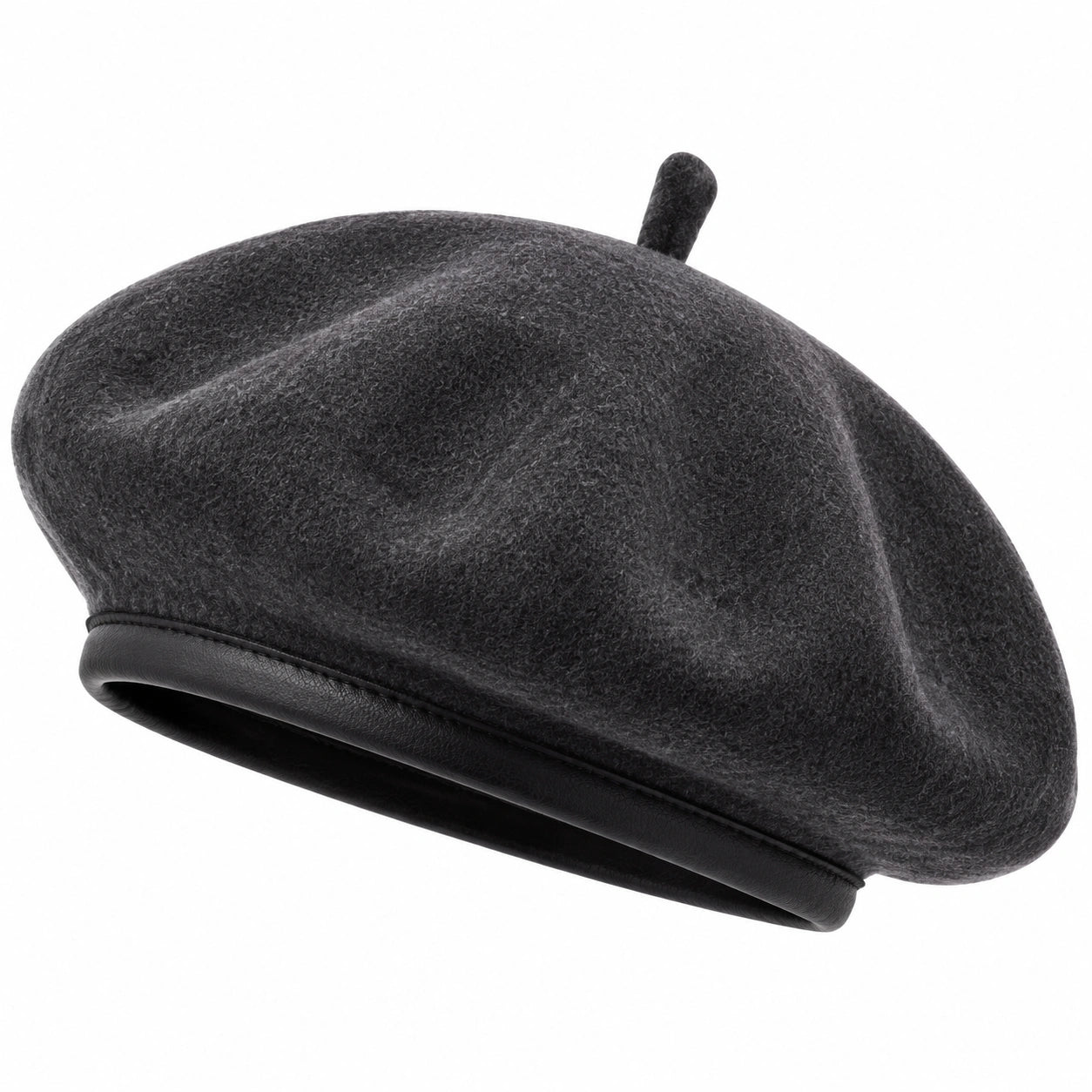 Béret taille unique en feutre textile gris anthracite style classique
