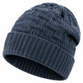 Bonnet taille unique en maille bleu marine à revers pour adulte