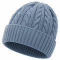 Bonnet taille unique en maille bleu gris à revers style torsadé pour hiver