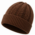 Bonnet taille unique en maille marron à revers - style côtelé
