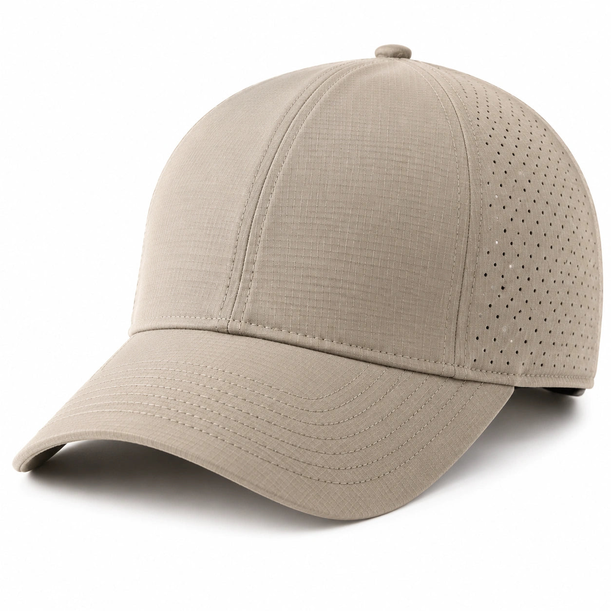 Casquette de baseball taille unique beige en tissu tissé respirant à visière courbée