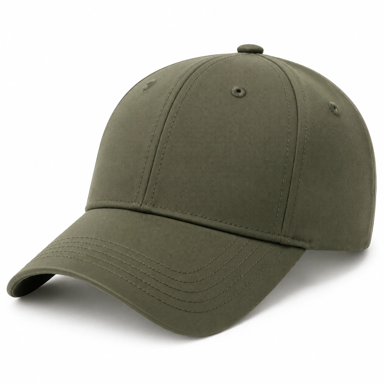 Casquette taille unique en coton vert olive à visière incurvée style classique