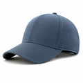 Casquette unisexe taille unique bleu ardoise en tissu perforé respirant - visière courbée ajustable