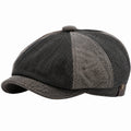 Casquette gavroche taille unique en tissu noir et gris à visière courbée réglable