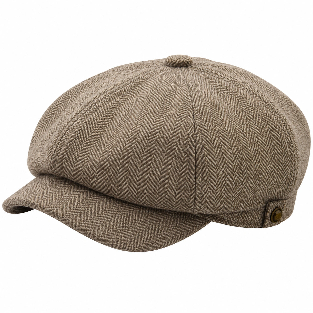 Casquette gavroche taille unique en tissu beige à chevrons avec visière style classique