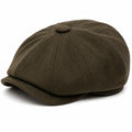 Casquette plate taille unique en tissu texturé marron olive - style classique à visière