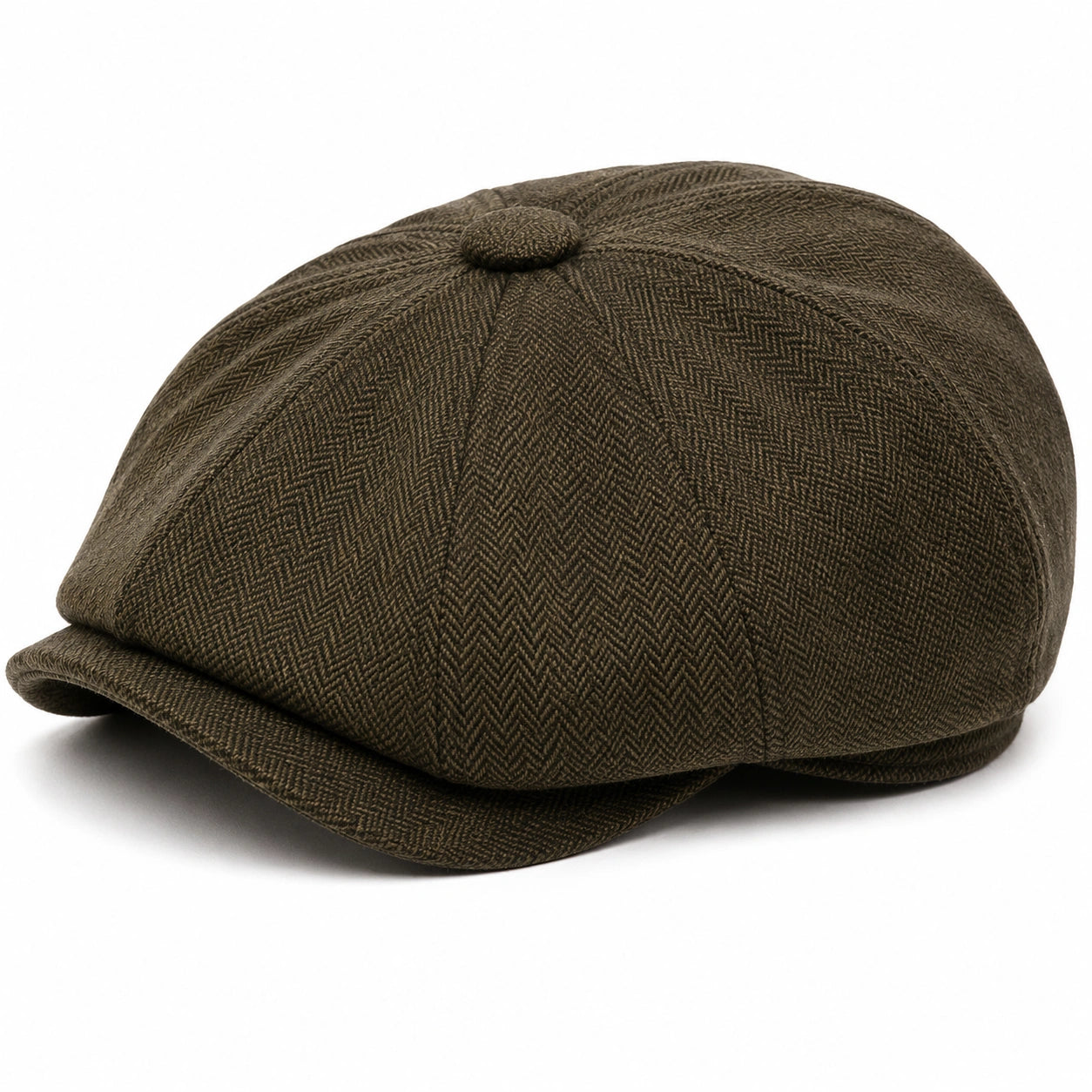 Casquette plate taille unique en tissu texturé marron olive - style classique à visière