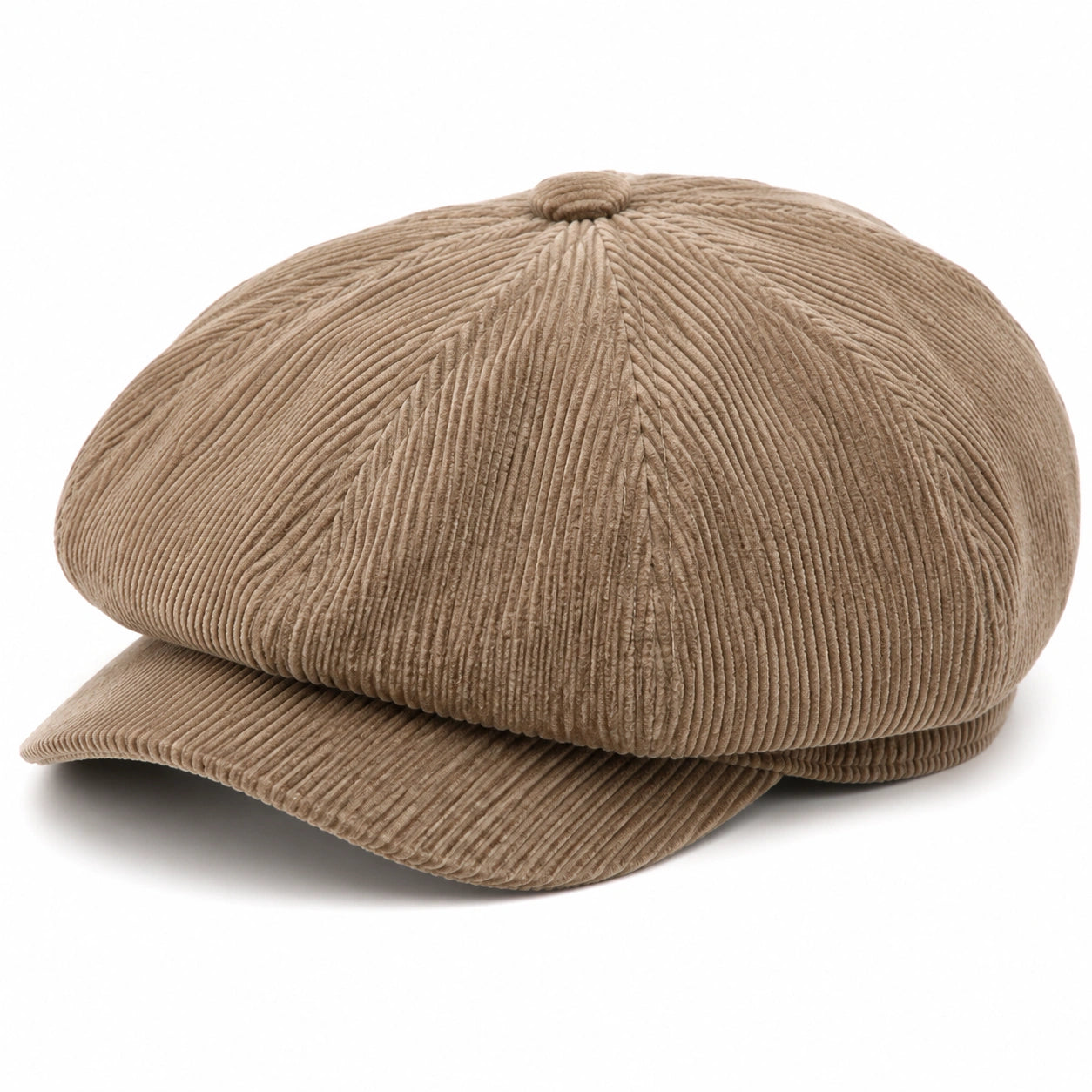 Casquette gavroche taille unique en velours côtelé beige style décontracté