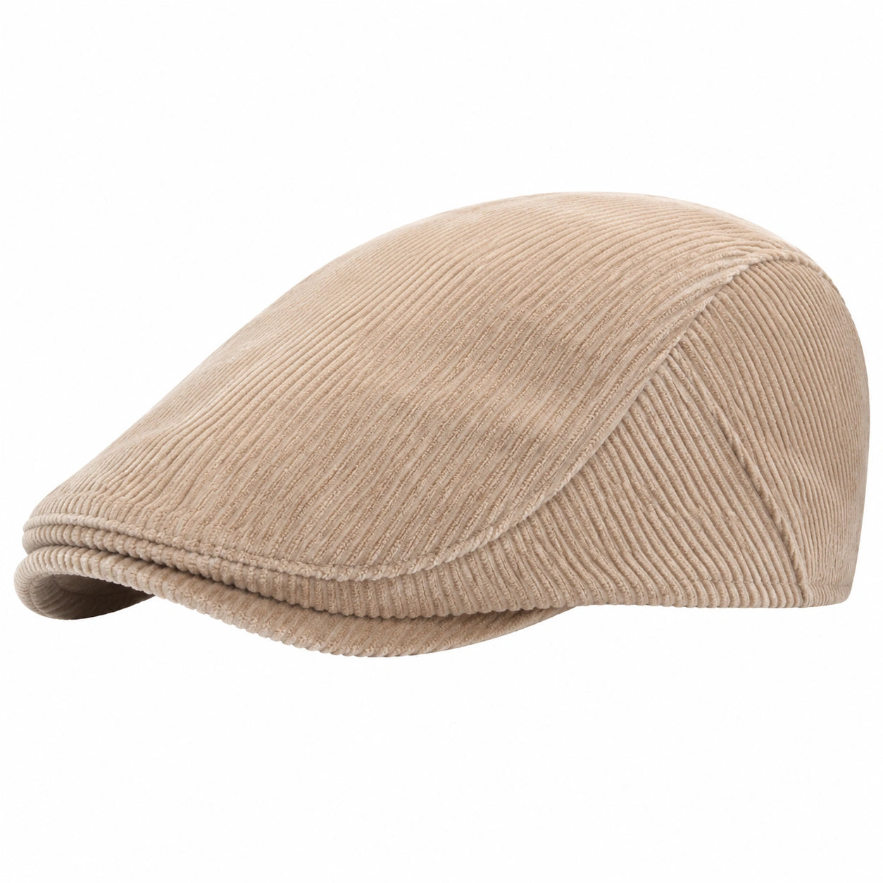 Casquette plate taille unique en velours côtelé beige style classique