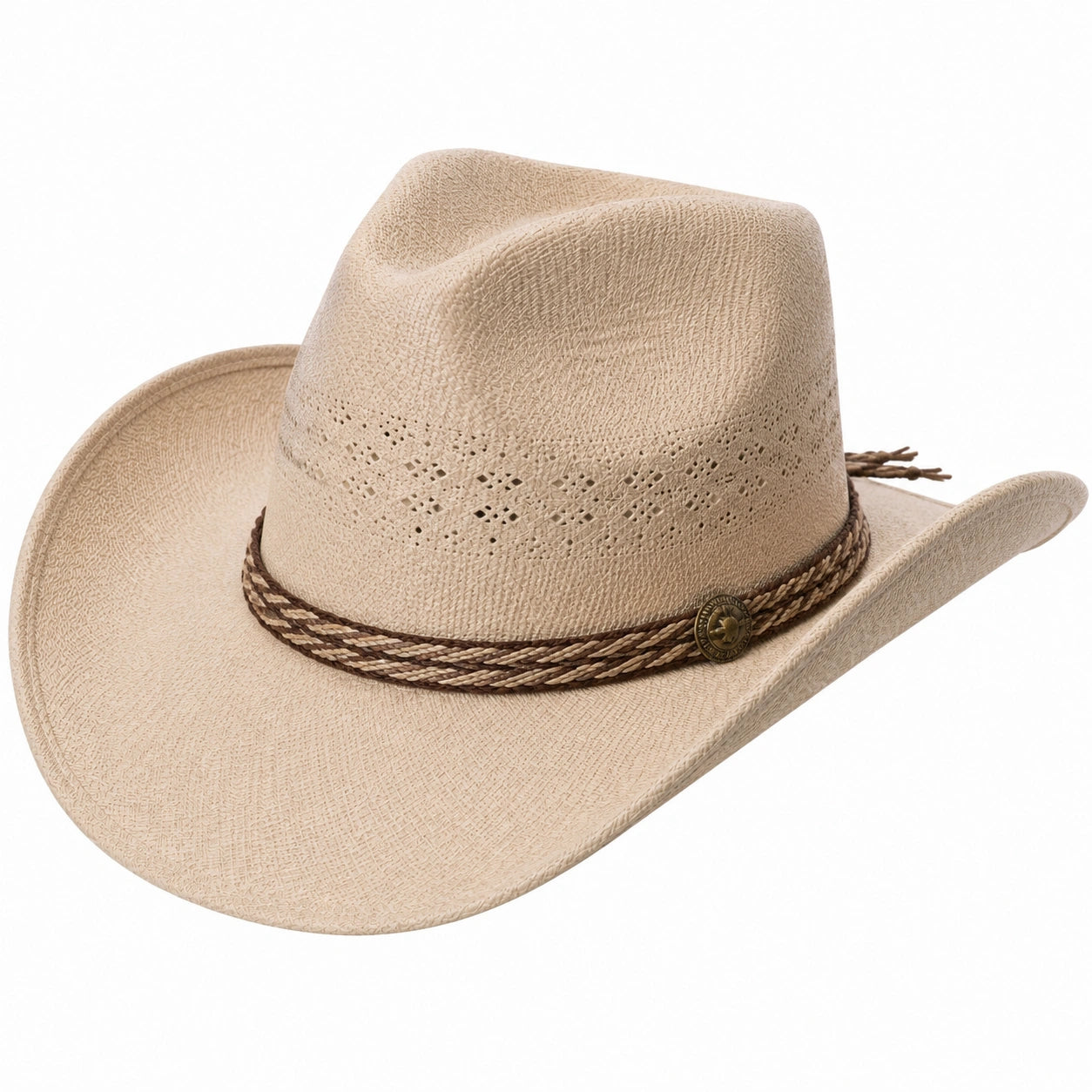 Chapeau cowboy taille unique beige en paille tressée style western