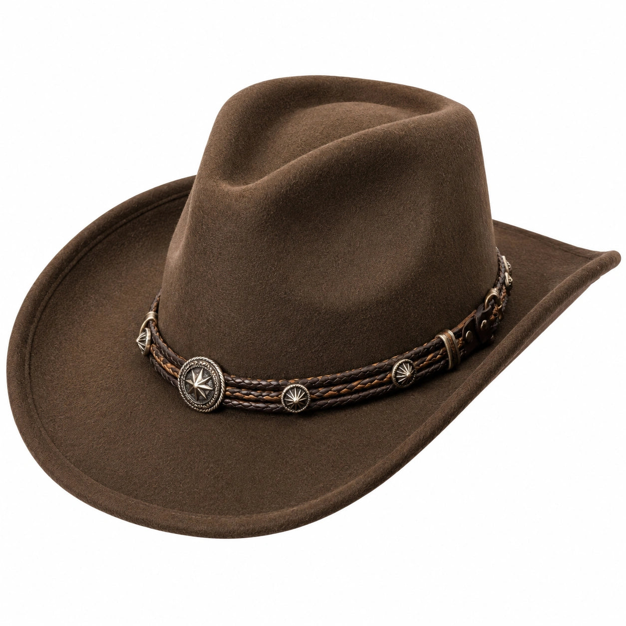 Chapeau cowboy taille unique brun en textile effet feutre style western