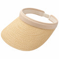 Visière taille unique en paille tressée beige ajustable pour protection solaire